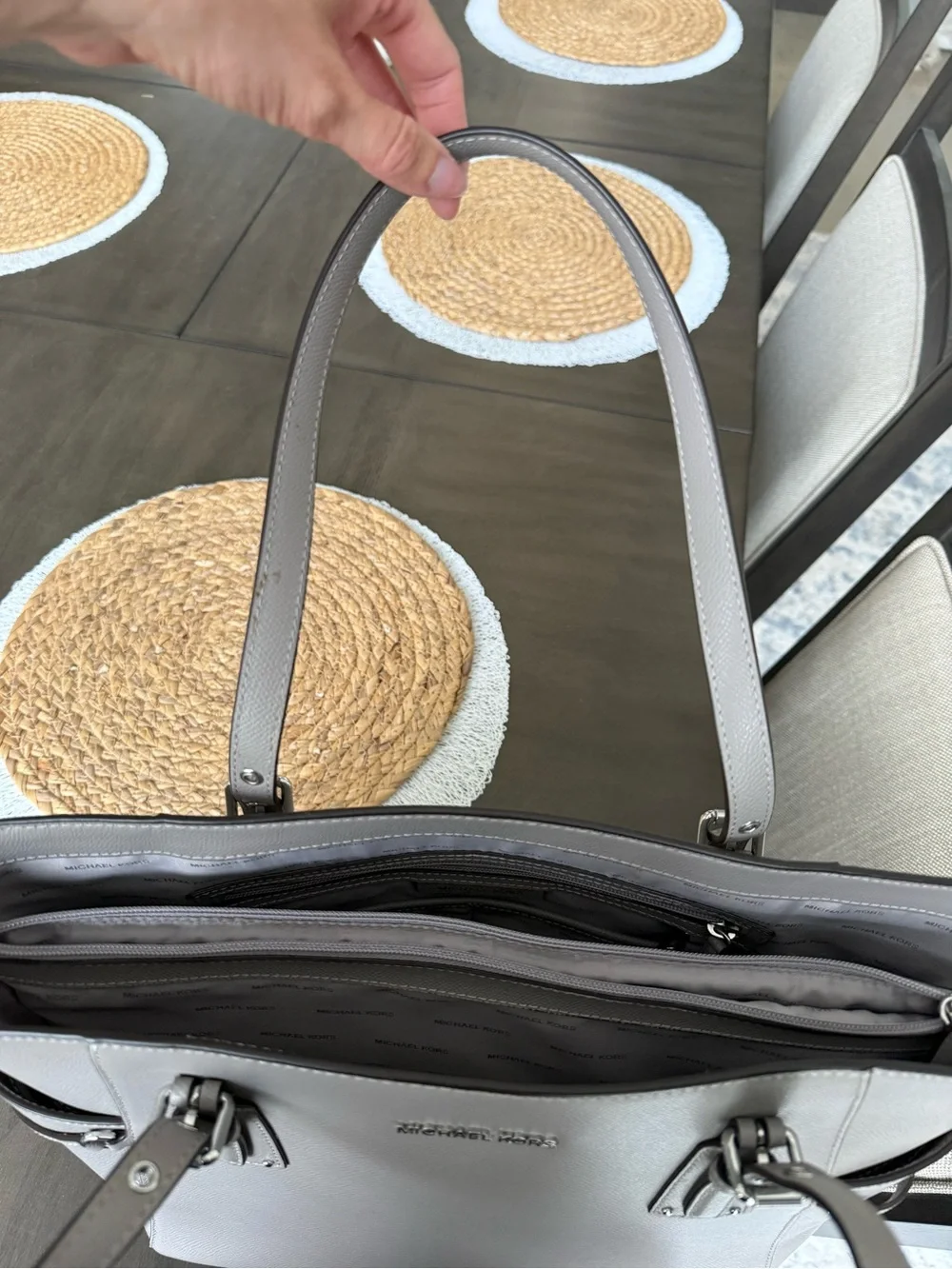 Michael Kors Dove Gray Saffiano Leather Tote - Picture 8 of 9